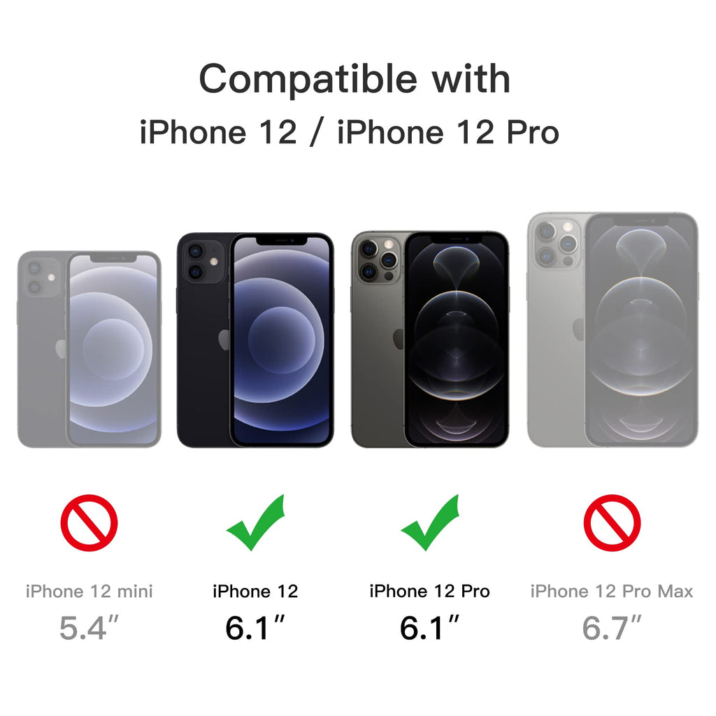 JETech Magnetisk Skal för iPhone 12/12 Pro 6,1 Tums Kompatibelt med MagSafe, Genomlysande Matte Tillbaka Smal Stötsäker Case (Svart)