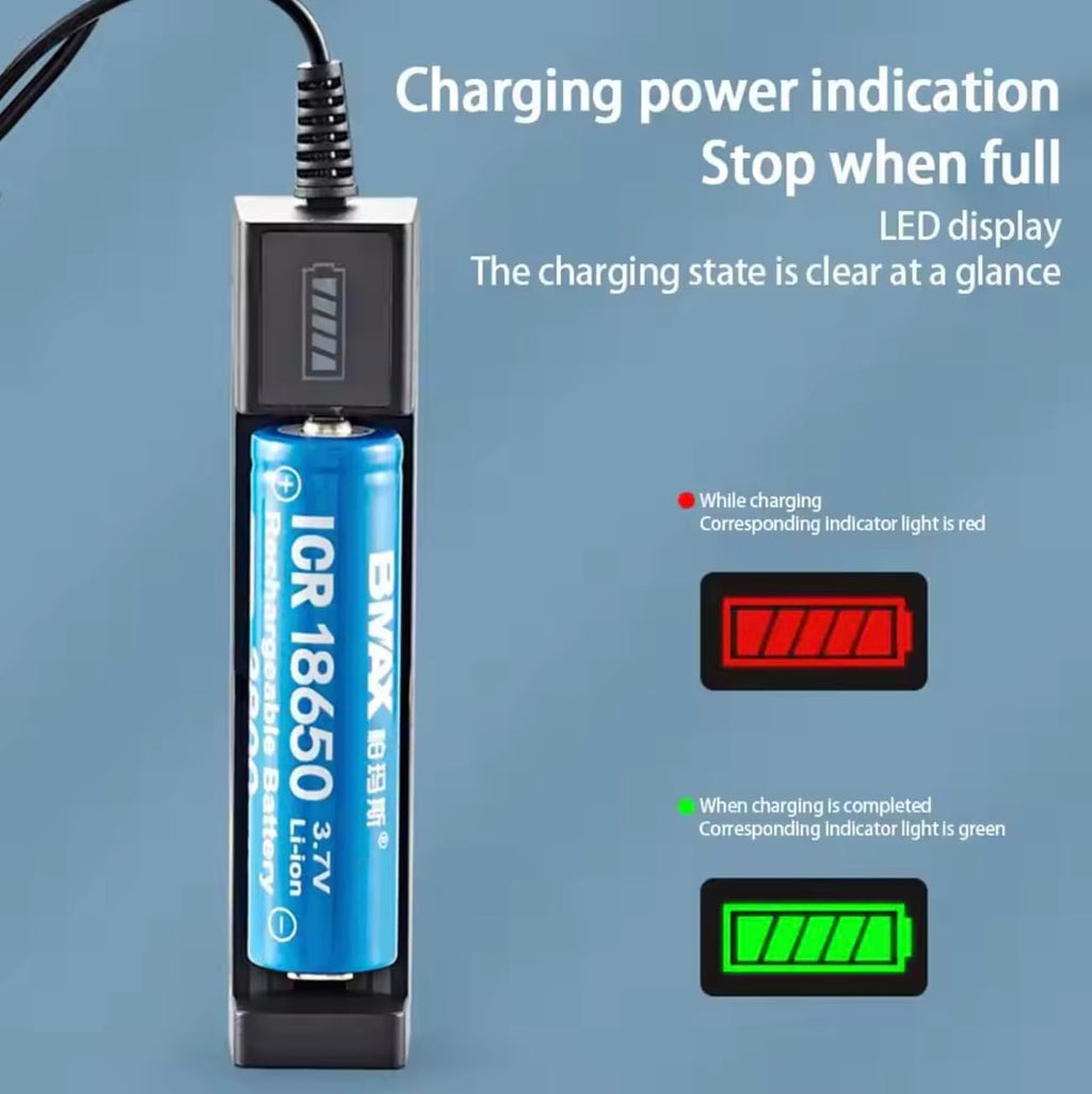 Chargeur USB pour Batteries 18650/17670 / 14500/16340 | Chargeur à un Emplacement pour Batteries 3.7V