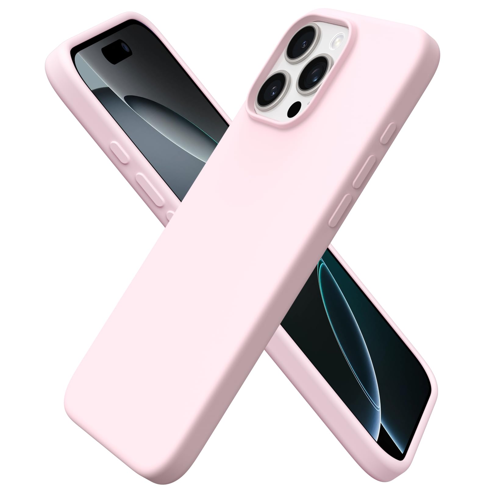 ORNARTO för iPhone 16 Pro Max skal silikon 6,9 tum, tunt mobiltelefonfodral iPhone 16 Pro Max av flytande silikon, reptåligt och stötsäkert skyddsfodral iPhone 16Pro Max fodral (2024) – rosa