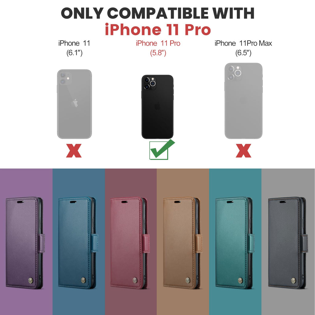 Skal för iPhone 11 Pro Case, Läderfodral Plånbok Skal, [TPU-skal] [Kortplatser] [Kickstand] stöttåligt folio flipfodral Wallet Leather Cover för iPhone 11 Pro, Svart