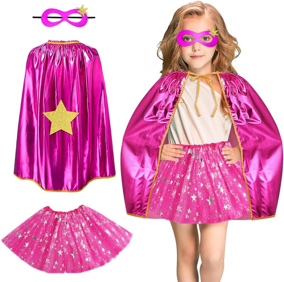 AUYAO Superhjälte cape kostym barn 2/3 st kort dubbelsidig kappa med mask halloween kostym barnkostym flicka pojke maskeraddräkt maskeradkostym karneval cosplay superhjältar cape barn