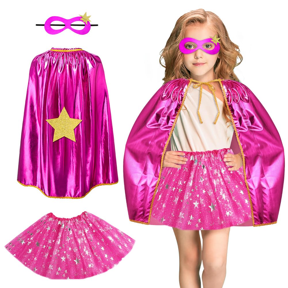 AUYAO Superhjälte cape kostym barn 2/3 st kort dubbelsidig kappa med mask halloween kostym barnkostym flicka pojke maskeraddräkt maskeradkostym karneval cosplay superhjältar cape barn