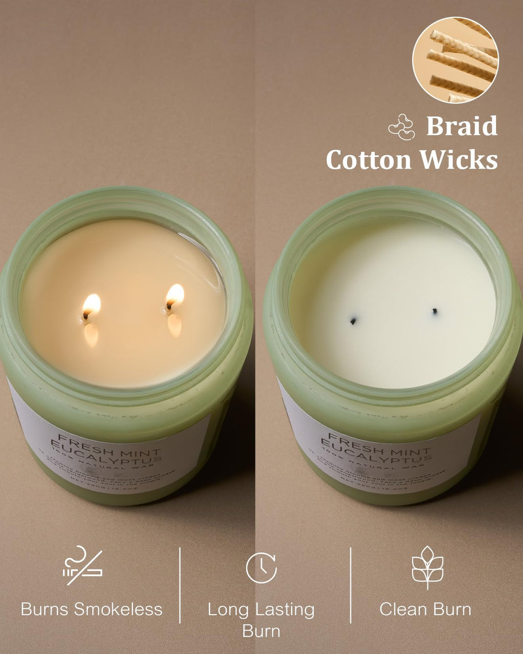 M&SENSE Eukalyptus mint doftljus för home decoration, hem doftande 550g 110 timmar bränd soja stresslindring meditation yoga spa Naturlig burkljus för män och kvinnor