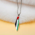Palestina Flagghalsband, Guldpläterad Emaljhänge, Arabisk Stolthet Smycke, Rostfritt Stål Palestinskt Souvenir, Patriotiska Halsband för Män och Kvinnor Y5140