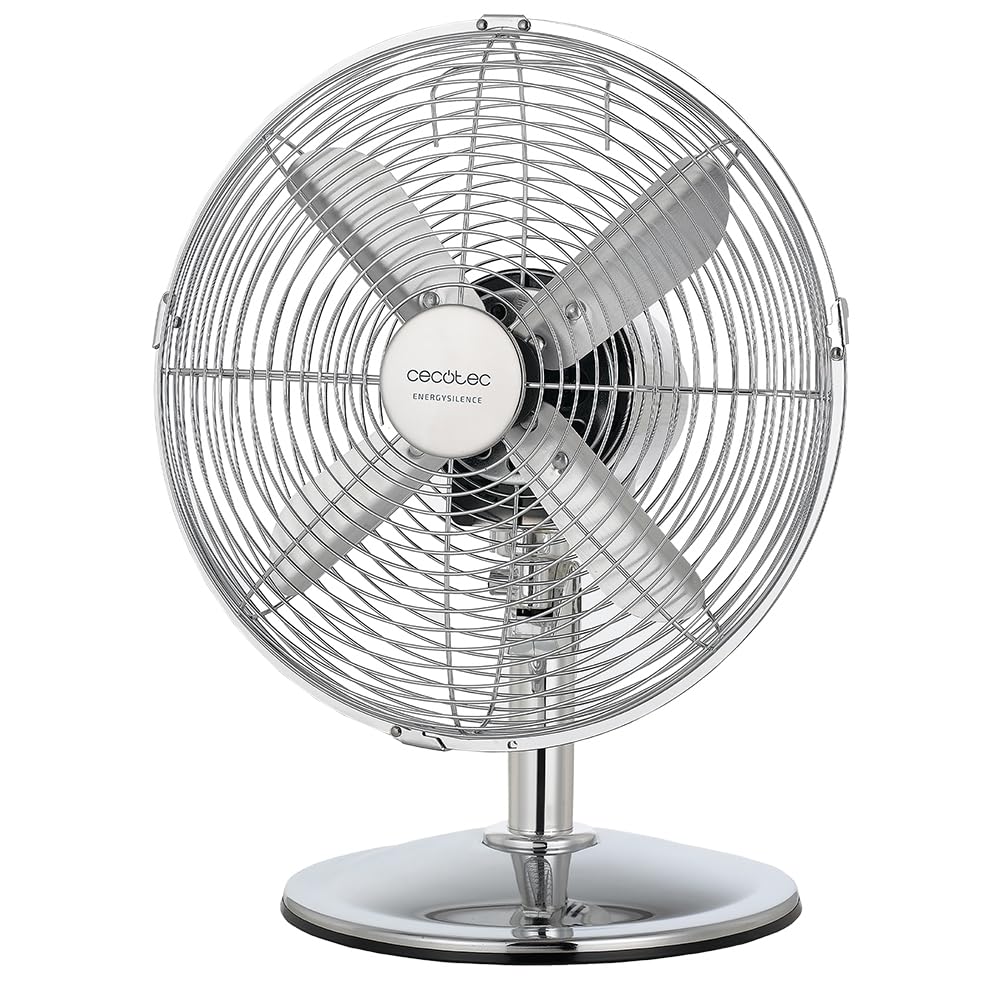 Cecotec Bordsfläkt EnergySilence 620 RetroDesk. 40 W, kromfinish, diameter 30,5 cm med 4 vingar, 3 hastigheter, svängning, höjdjusterbar, maximal säkerhet