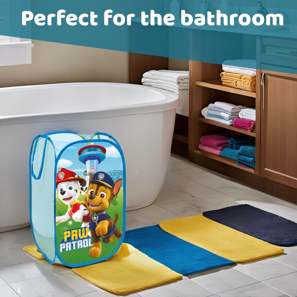SUPERDIVER - Hopfällbar Förvaringskorg Paw Patrol - Officiell Licens Paw Patrol - Perfekt för Leksaker & Kläder - 36x36x58 cm - Enkel att Använda & Förvara - Idealisk för Barn.