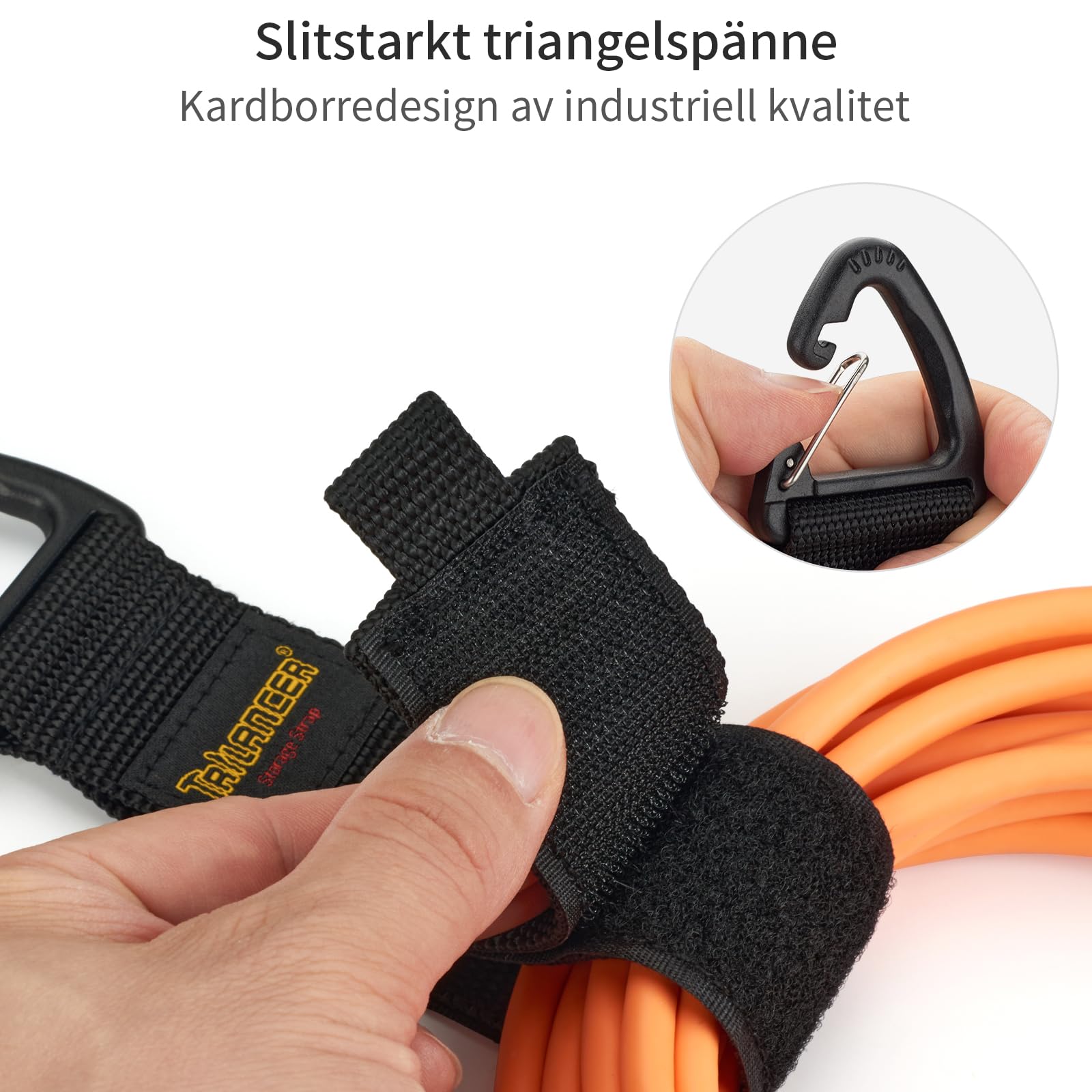 Kabelhängare och Kabelorganiserare(10pack),Trilancer Kardborre Rem, Sladdupphängning med Karbinhake att Hänga Väggar för Kablar,Sladdar,Rep,Slangar,Organisation för Hem,Garage eller Verkstad(2S,4M,4L)