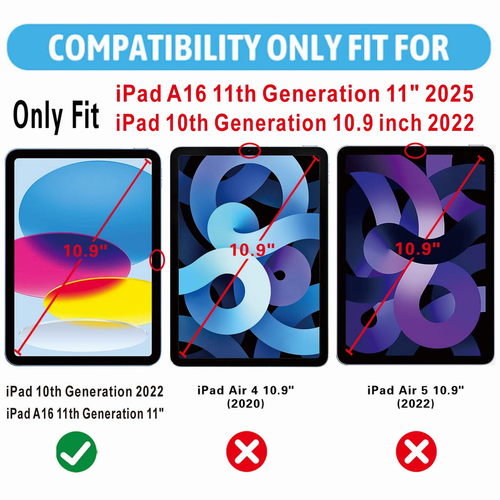 2 Pack, Skärmskydd för iPad A16 11:e/ 10:e Generationen (2025/2022 Modell) Bubblfri Tempererat Glasfilm med Enkel Installation
