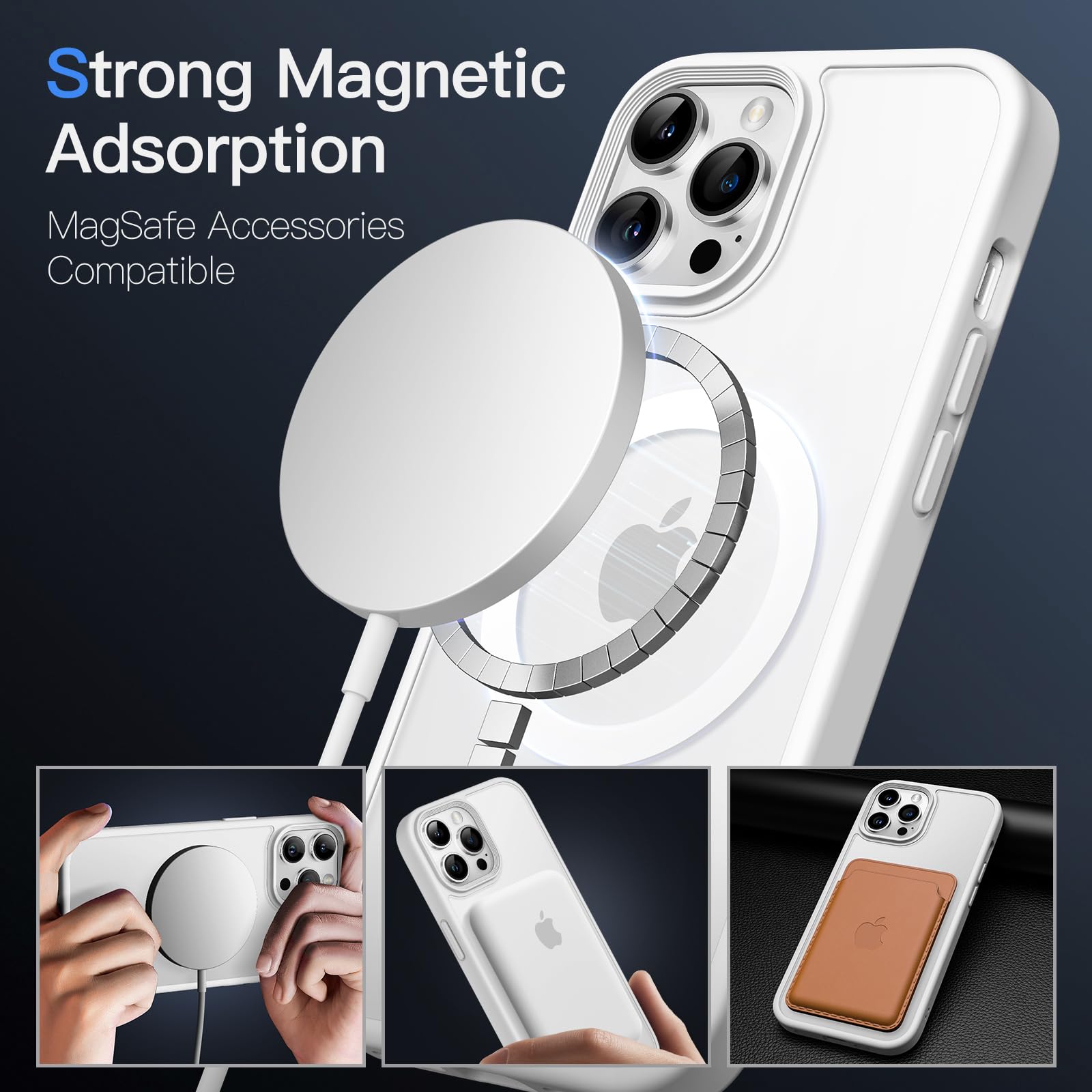 JETech Magnetisk Skal för iPhone 12 Pro Max 6,7 Tums Kompatibelt med MagSafe, Genomlysande Matte Tillbaka Smal Stötsäker Case (Grå)