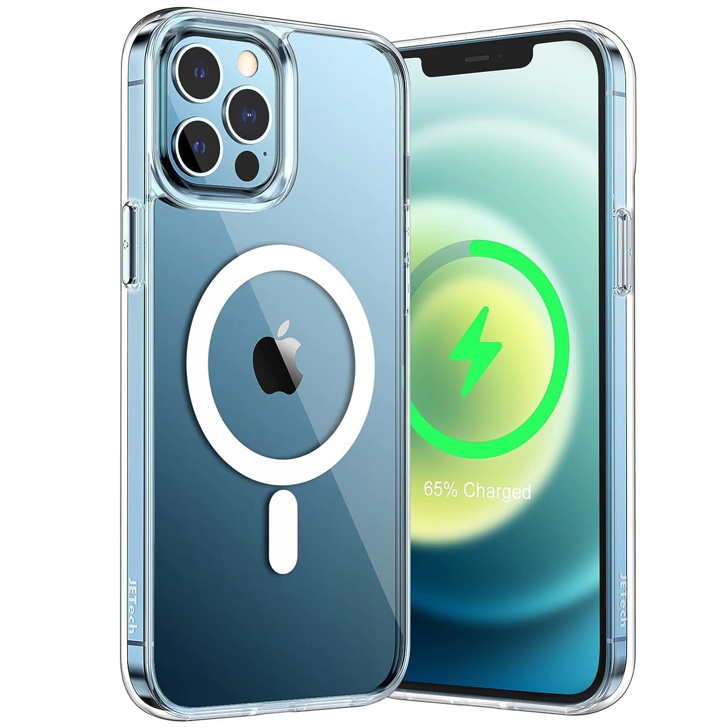 JETech Magnetisk Skal för iPhone 12 Pro Max 6,7 Tum för MagSafe Trådlös Laddning, Stötskyddad Telefon Bumper Case, Repfri Klar Tillbaka (Klar)