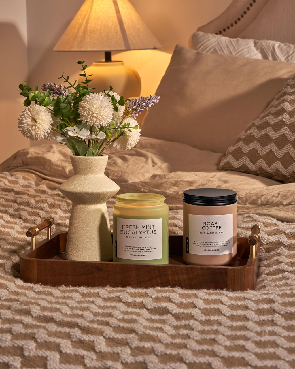 M&SENSE Eukalyptus mint doftljus för home decoration, hem doftande 550g 110 timmar bränd soja stresslindring meditation yoga spa Naturlig burkljus för män och kvinnor
