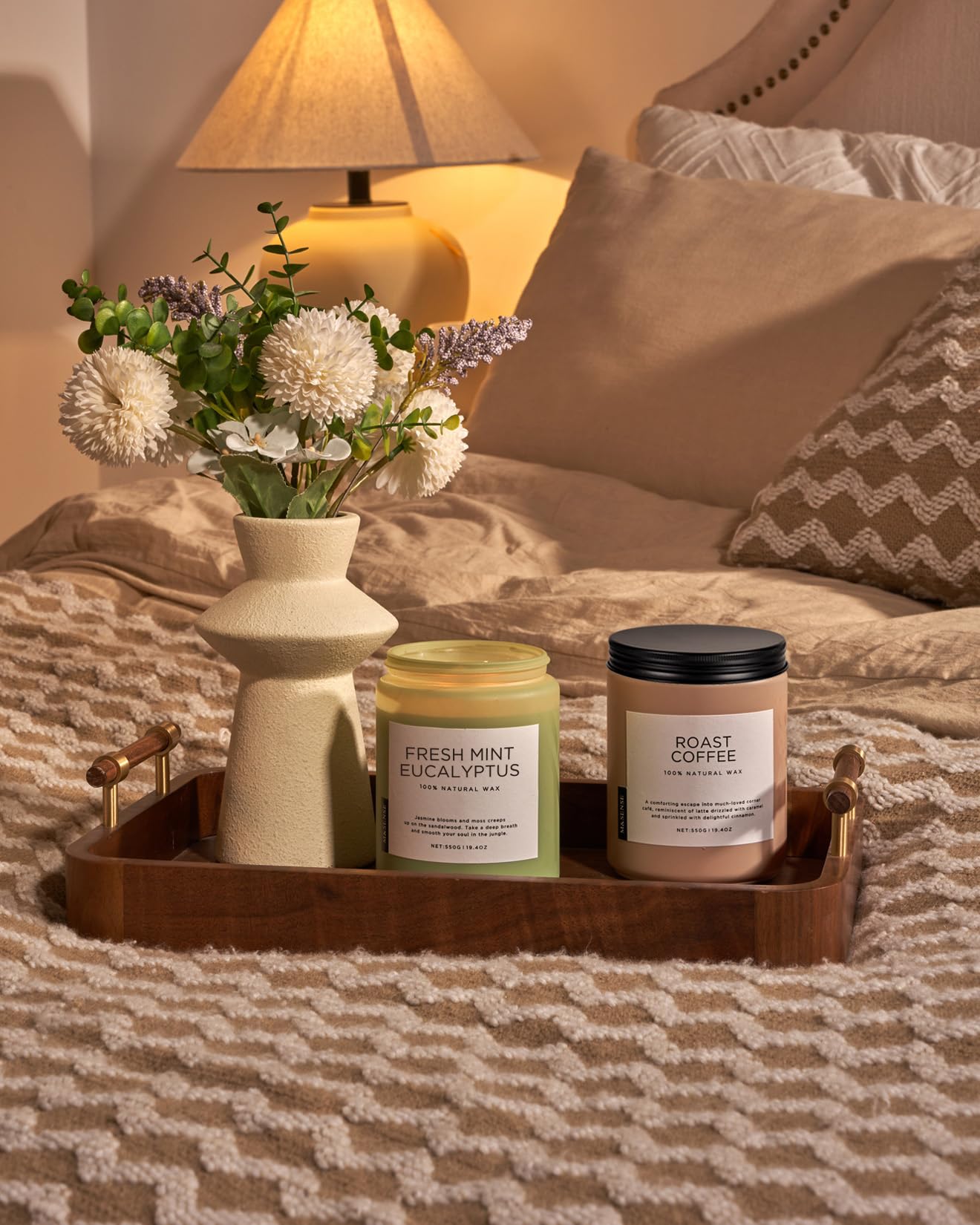 M&SENSE Eukalyptus mint doftljus för home decoration, hem doftande 550g 110 timmar bränd soja stresslindring meditation yoga spa Naturlig burkljus för män och kvinnor