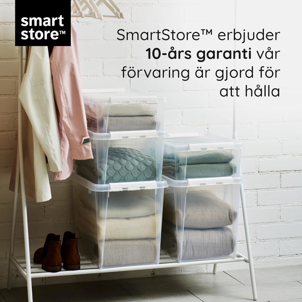 SmartStore 1 L x 10-st - Små Förvaringslådor i plast med lock - 10 års garanti - livsmedelssäker - clips - stapelbara- BPA-fri- 21 x 17 x 6 cm