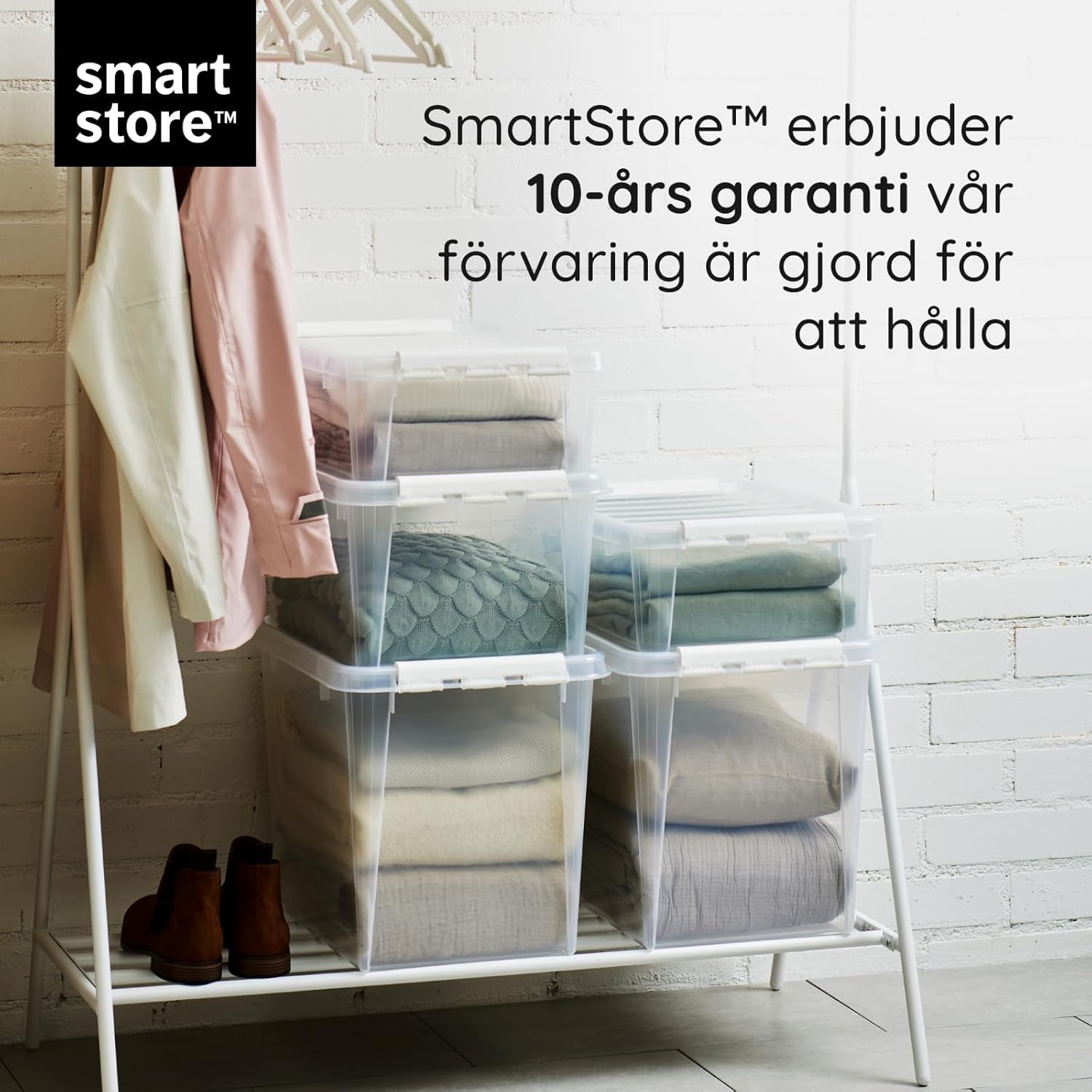 SmartStore 1 L x 10-st - Små Förvaringslådor i plast med lock - 10 års garanti - livsmedelssäker - clips - stapelbara- BPA-fri- 21 x 17 x 6 cm