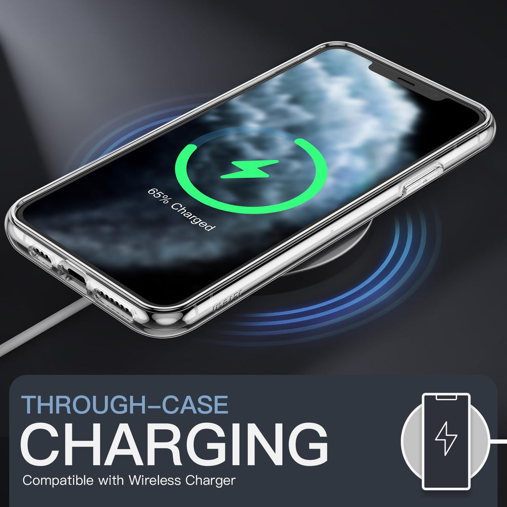 JETech Magnetisk Skal för iPhone 11 Pro Max 6,5 Tum för MagSafe Trådlös Laddning, Stötskyddad Telefon Bumper Case, Repfri Klar Tillbaka (Klar)