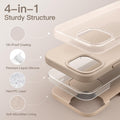 JETech Silikonskal för iPhone 13 Pro 6,1 Tum, Silkes Mjuk Beröring Full Kropp Skyddande Telefon Case, Stötsäkert Cover med Mikrofiber Foder (Beige)