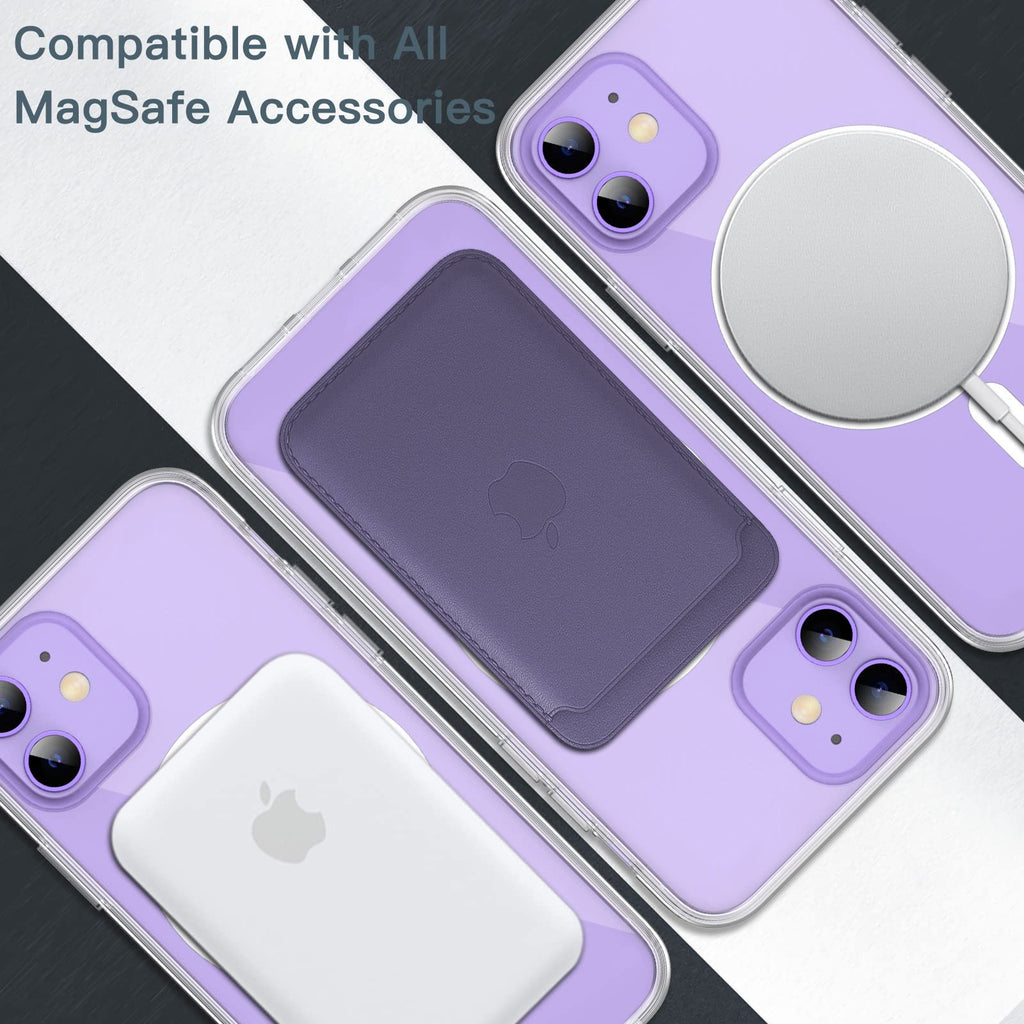 JETech Magnetisk Skal för iPhone 12/12 Pro 6,1 Tum Kompatibel med MagSafe Trådlös Laddning, Stötskyddad Case, Repfri Transparent Tillbaka (Klar)