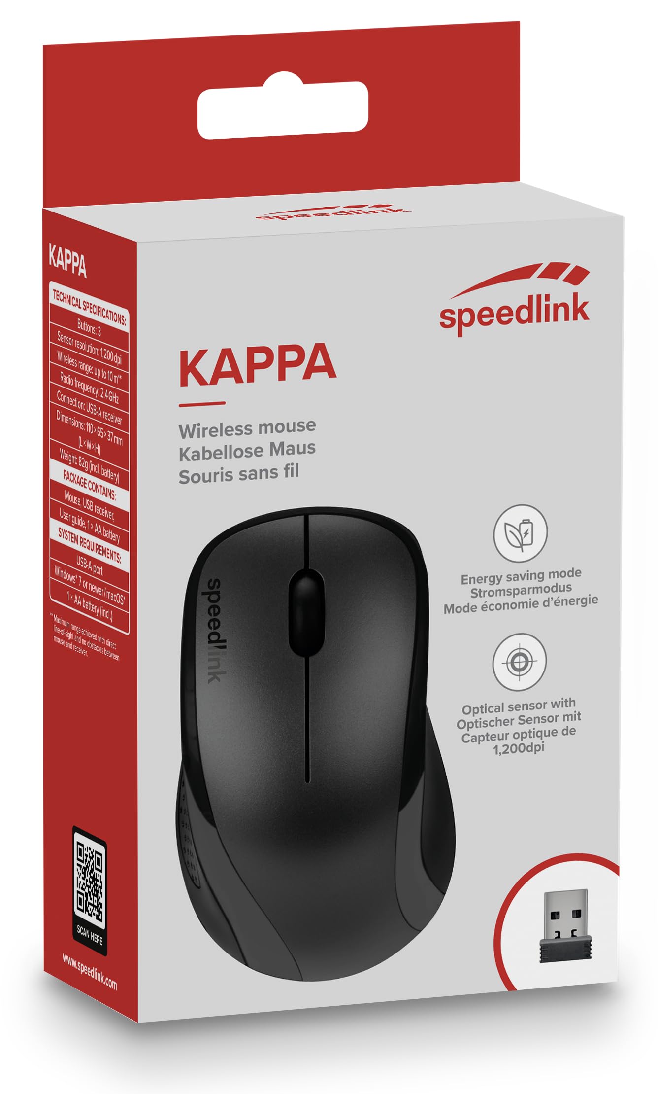 Speedlink Kappa mus – trådlös mus för kontor, hemmakontor eller spel – svart