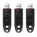 SanDisk 32 GB Ultra USB 3.0 Flash-enhet, USB-minne, minnessticka med överföringshastigheter upp till 130 MB/s, Lösenordsskydd, RescuePRO Deluxe programvara för dataåterställning, Triple Pack, Svart