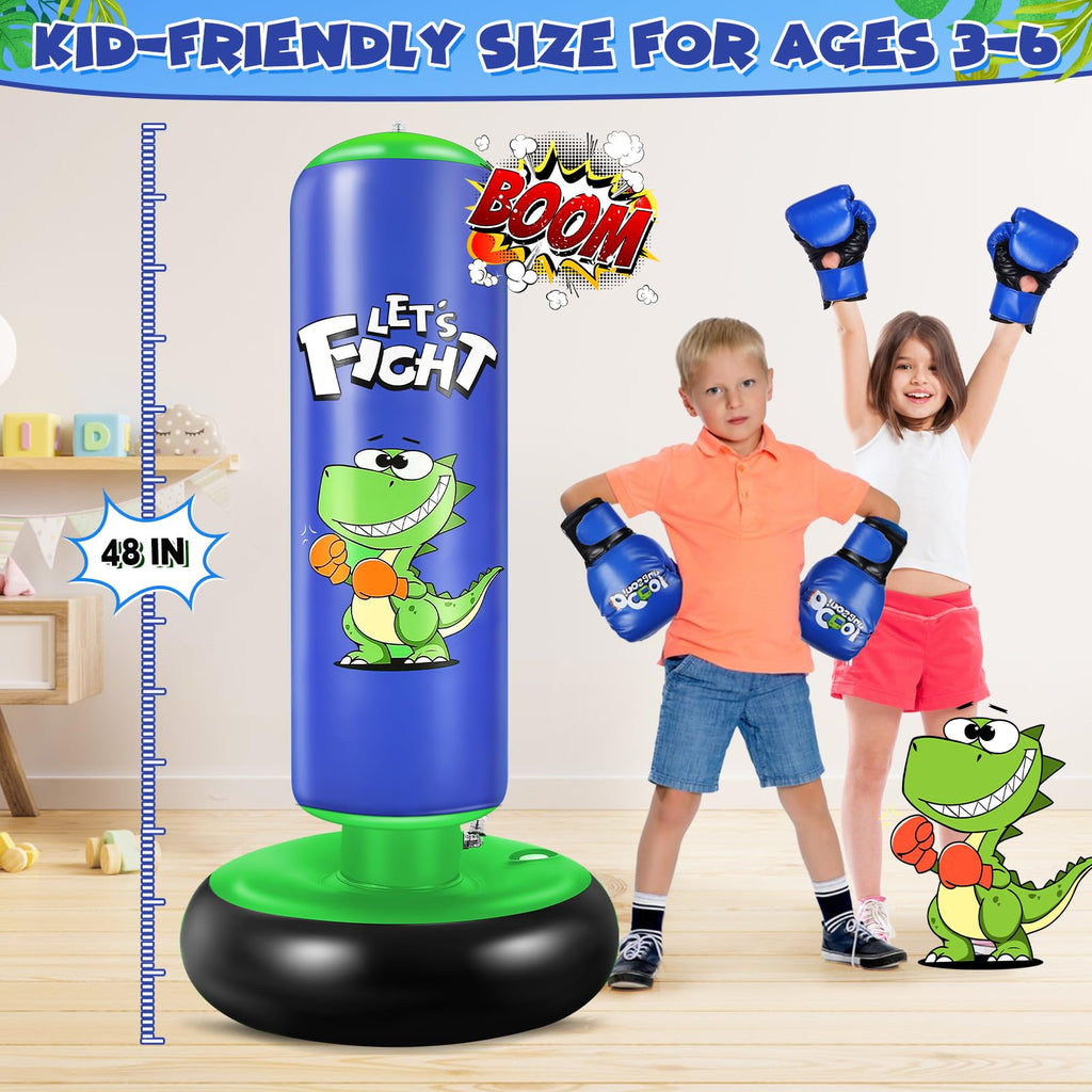 Boxningsväska för barn, uppblåsbar boxningssäck för barn, 120 cm - perfekt för karate, taekwondo, perfekt present till pojkar och flickor från 3 till 8 år