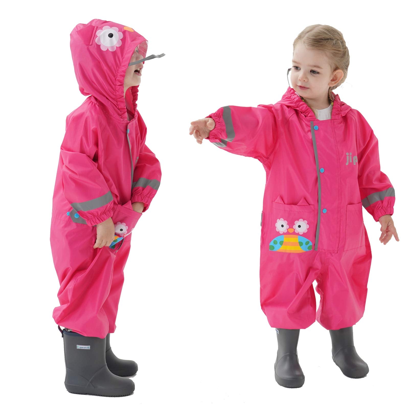Pöldräkt Barn Vattentät Kostym Pojkar Flickor Allt-i-ett Regndräkt Huva Lätt Djurmönster Onesie Regnkläder Barn Regnrock Lätt Att Torka Reflekterande Rand för Unisex Småbarn 1-8 år