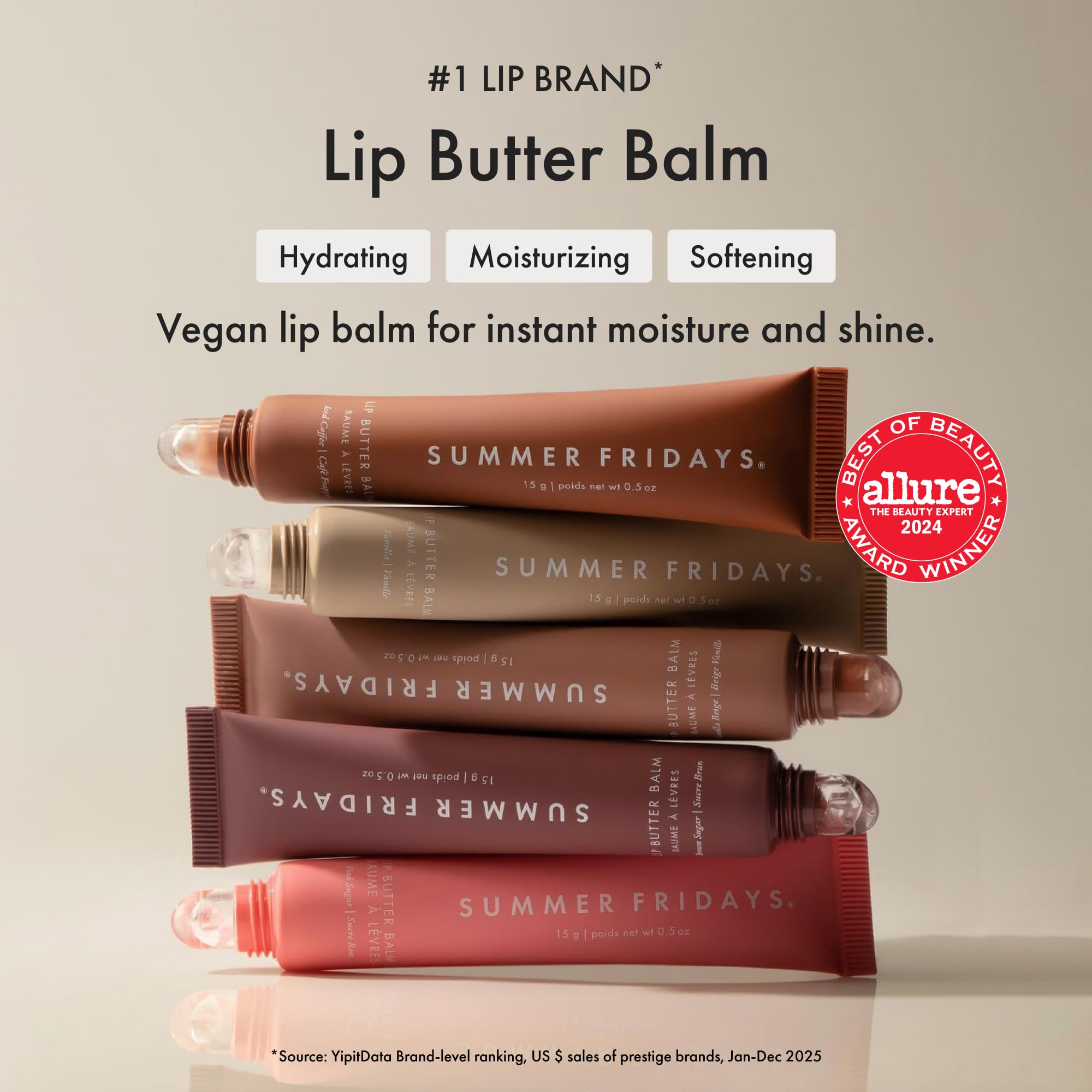 Summer Fridays läppsmör balsam – återfuktande läppmask, sheasmör, vegan – rosa socker, 140 g