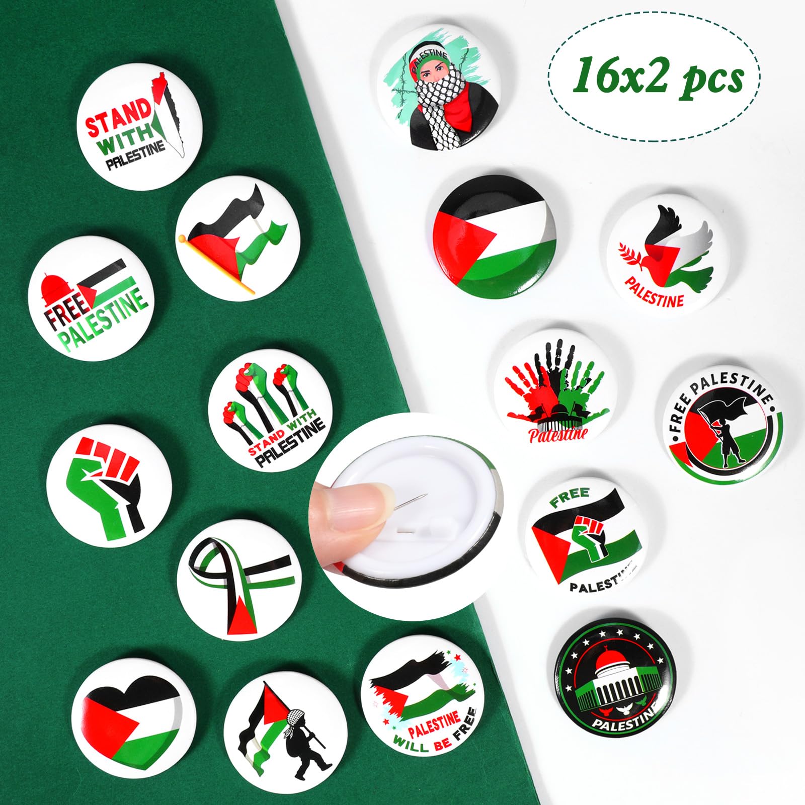 DPKOW Lest We Forget Pin Märken - Gratis Palestina Broscher, Skottland Minne Dag Pins, Scottish Burns Natt, 32 St Kostymtillbehör, Medium, Papper