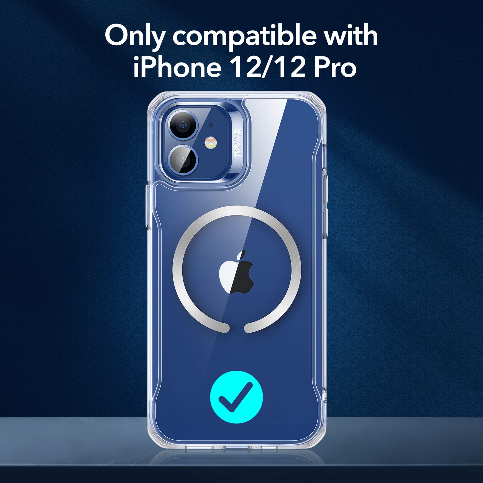 ESR Skal för iPhone 12/iPhone 12 Pro, Magnetiskt MagSafe-kompatibelt hölje, HD Clear Hybrid Case med HaloLock, Förstärkt Fallskydd, Reptålig Ryggstöd,Transparent