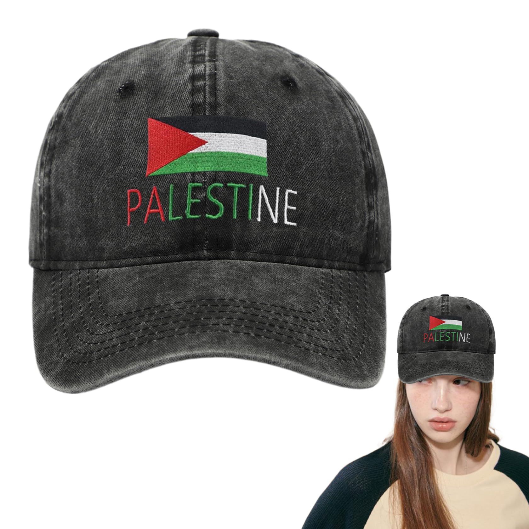 Palestina hatt solskydd justerbar fri palestina hatt mjuk och andningsbar broderad bomull palestina flagga basebollkeps bekväm att bära vanliga hattar för män