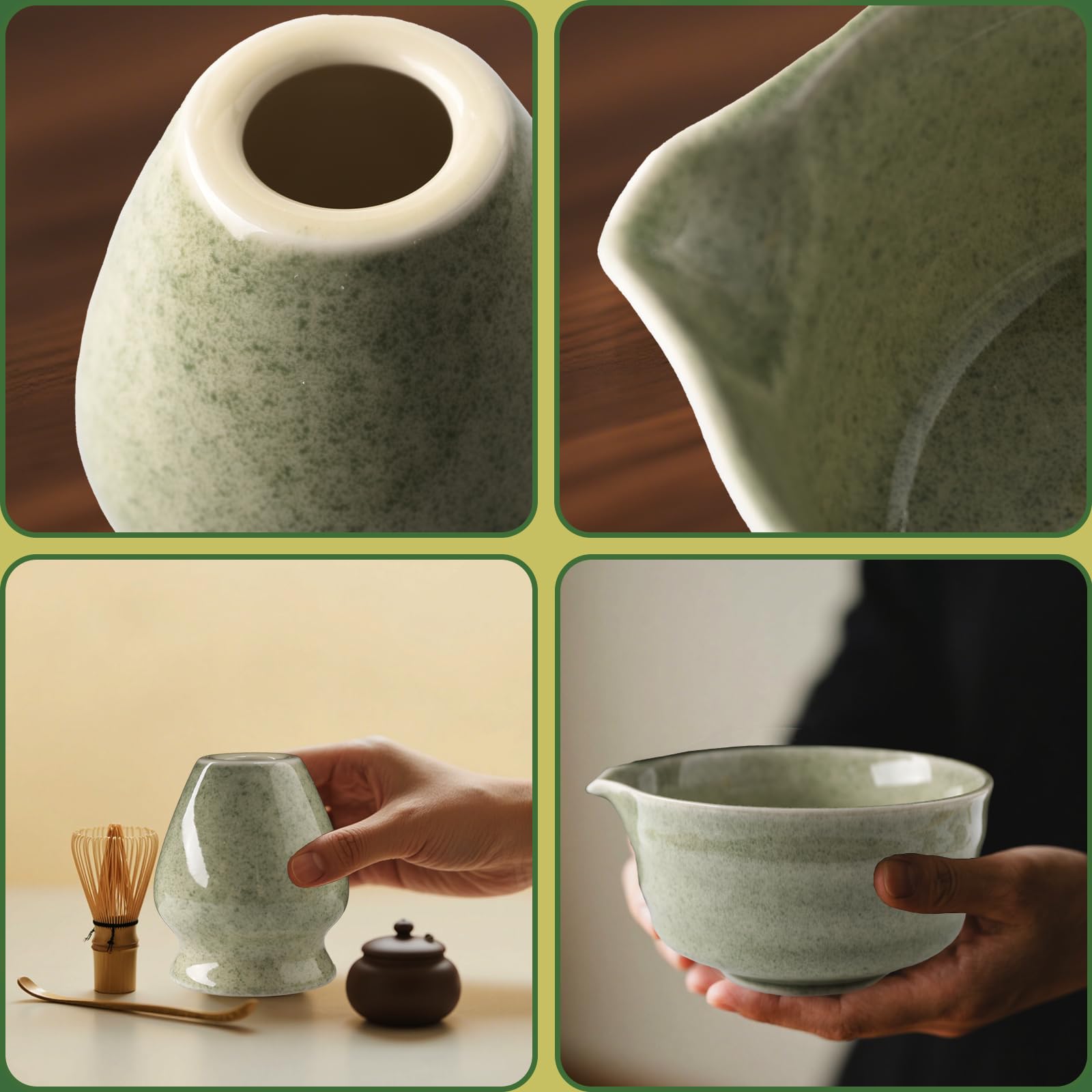 Matcha-set – Matcha teaset om 5 stycken matcha-set för nybörjare med matchande kvast matcha-kvast filtersil matcha skål med hällpip och matcha sked, present för matcha-älskare, teälskare
