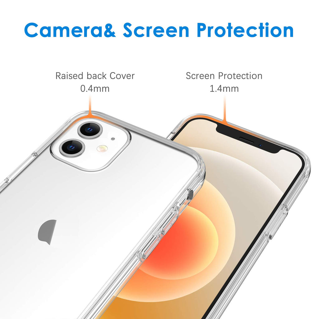 JETech Skal för iPhone 12/12 Pro 6,1 Tum, Anti-Gulning Stötsäkert Bumper Case, Repfri Klar Tillbaka (Transparent)