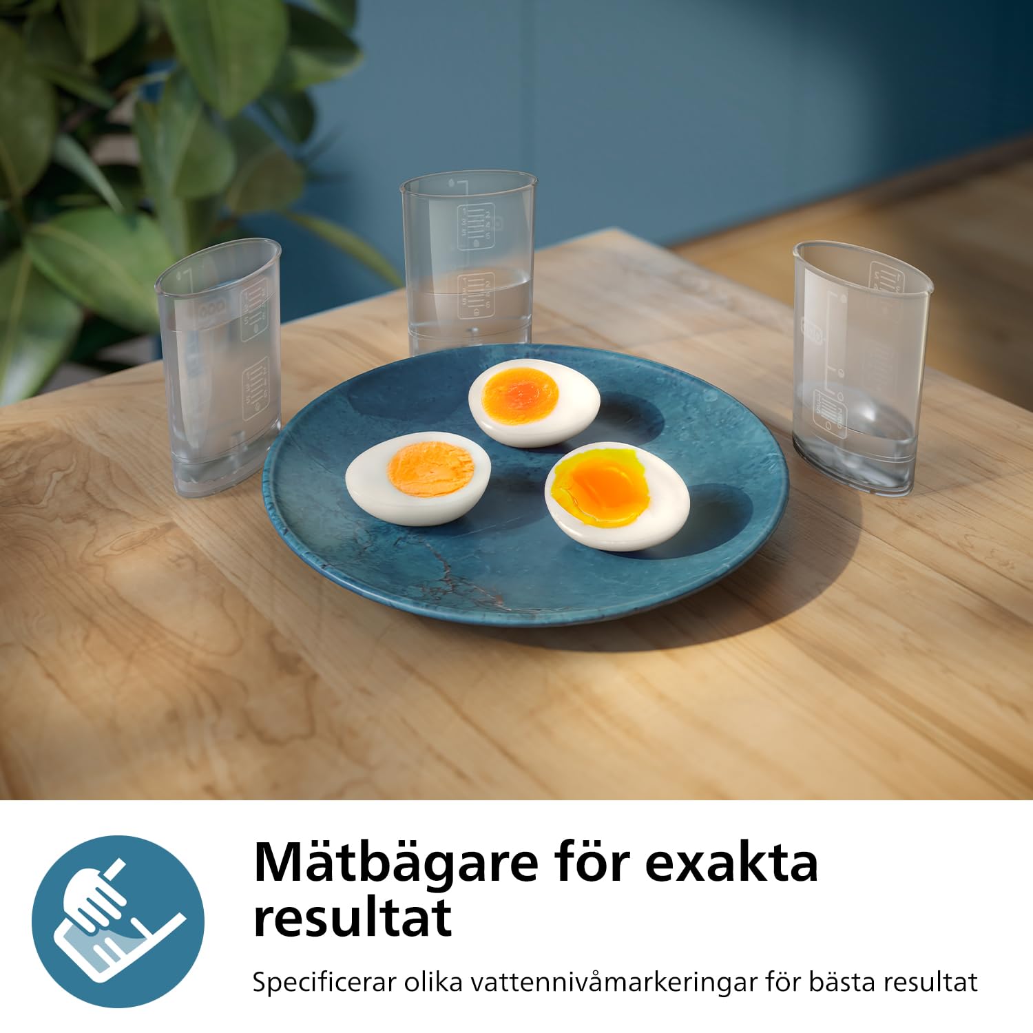 Philips Äggkokare 3000 Series, familjestorlek för upp till 6 ägg (mjuka, medium, hårda, pocherade), enkel att rengöra, bricka för pocherade ägg och äggpikare, 400 W effekt, kompakt design (HD9137/90)