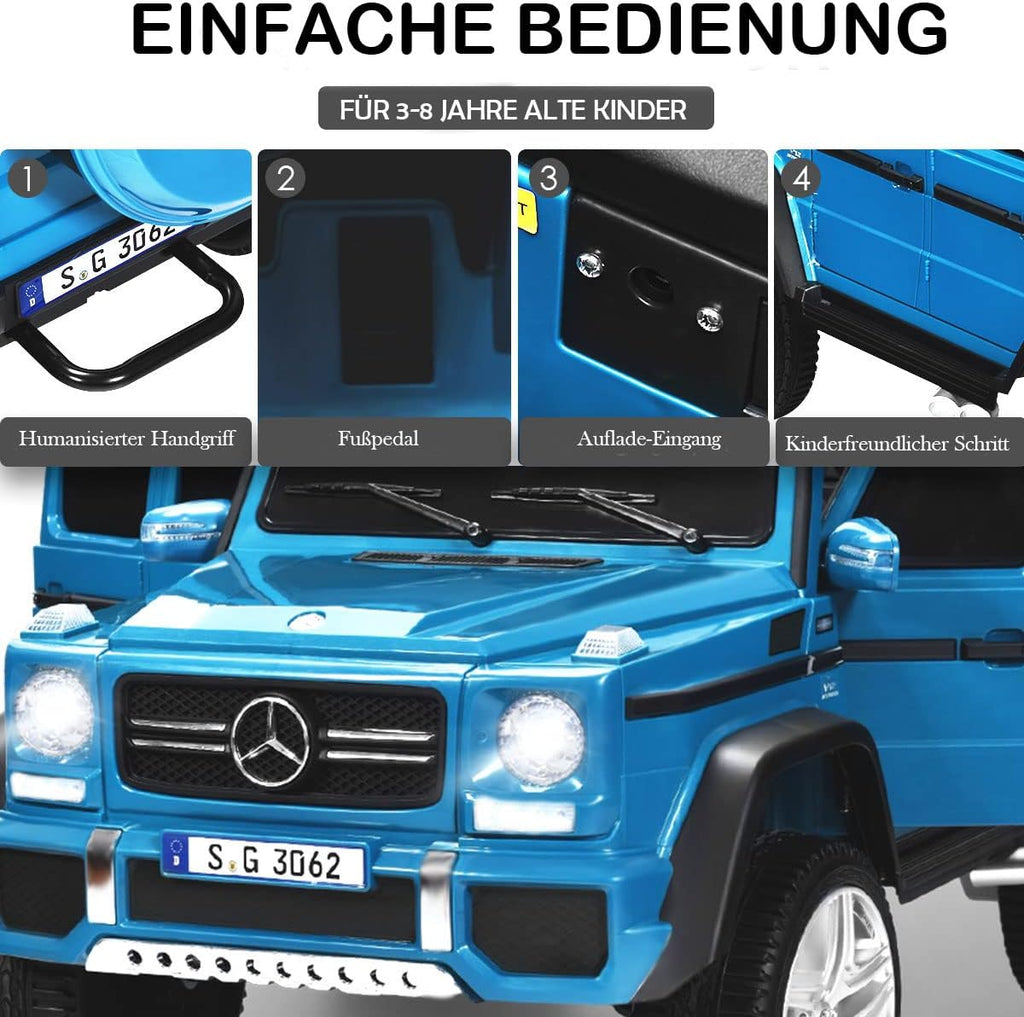 COSTWAY Elektrisk bil för barn, Mercedes-Benz Maybach, 12 V elektrisk barnbil med musik, tuta och LED-lampor, elektrisk bil 2,5–5,5 km/h, inkl. 2,4 G-fjärrkontroll, för barn från 3 år (blå)