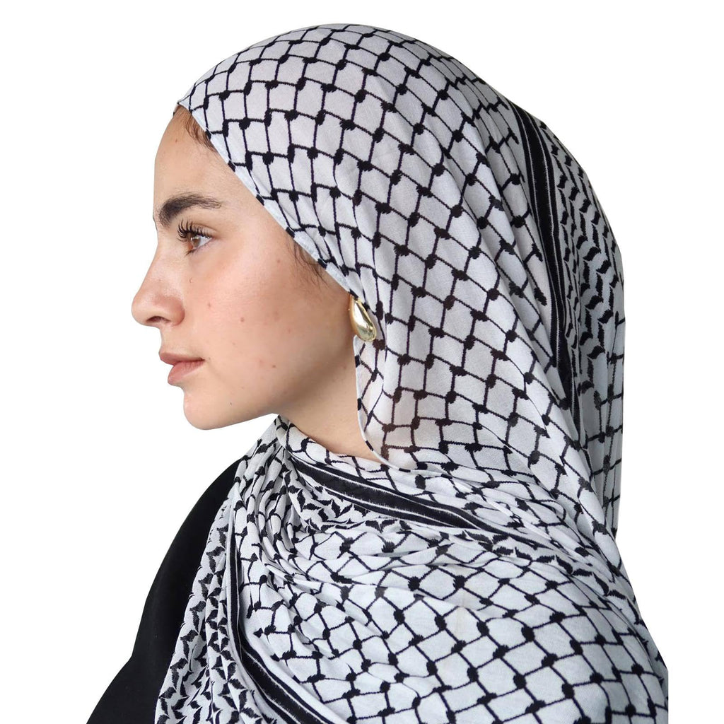 Palestina sjal arabisk keffiyeh, Palestina Keffiyeh, Palestina hijab halsduk för kvinnor, ventilerande arabiska palestina huvuddukar, chiffonghalsduk Palestine Keffiyeh, muslimskt tryckt