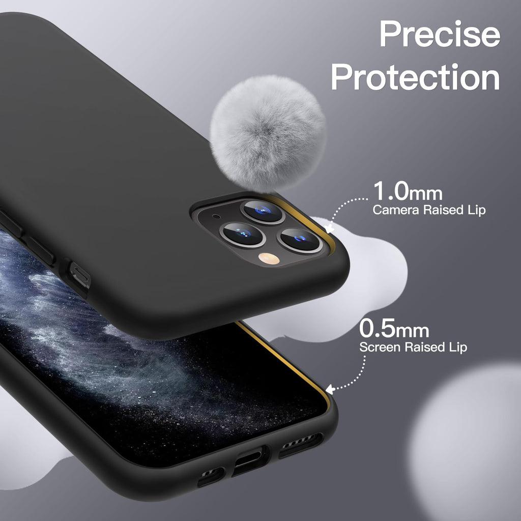 JETech Silikonskal för iPhone 11 Pro 5,8 Tums, Silky Soft Touch Skal med Hela Kroppen, Stötsäker Case med Mikrofiberfoder (Svart)