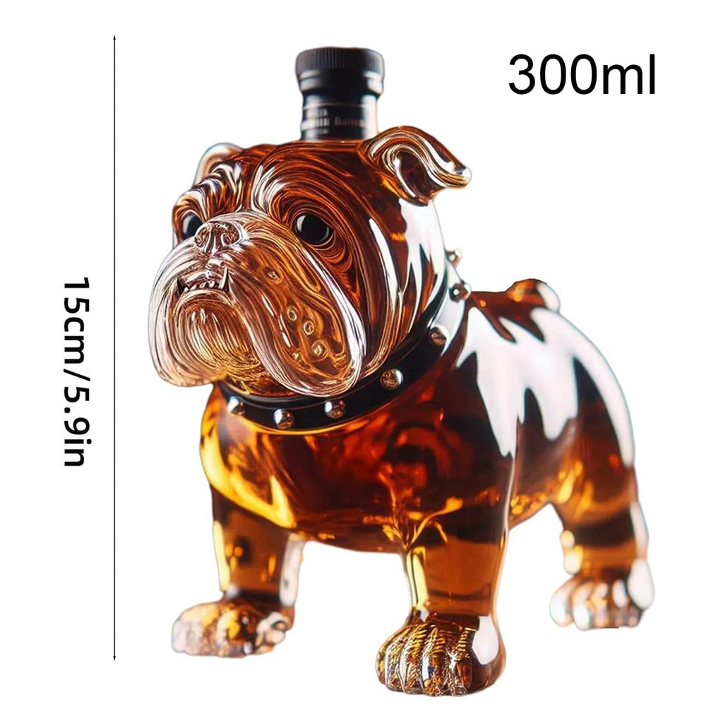 French Bulldog Whiskey Bottle, Large Capacity Liquor Decanter, 5.91 inches, Glass Alcohol Container, Decorative Collectible Design, Ideal for Restaurants, Shelves, Home Display