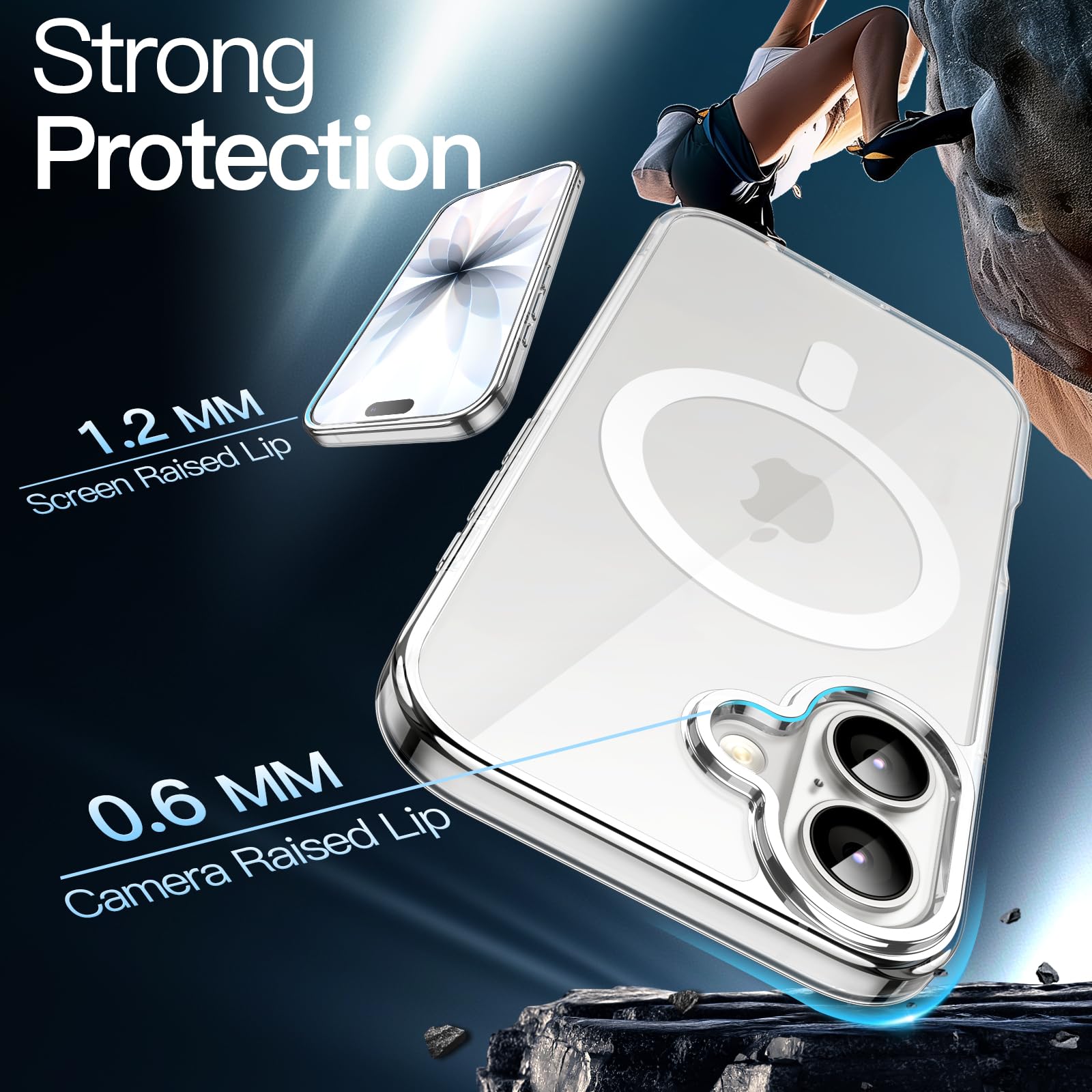 JETech Magnetisk Skal för iPhone 17 6,3-Tum Kompatibel med MagSafe, Stötsäker Telefon Bumper Case, Anti-Skrapa Genomskinlig Baksida (Klar)