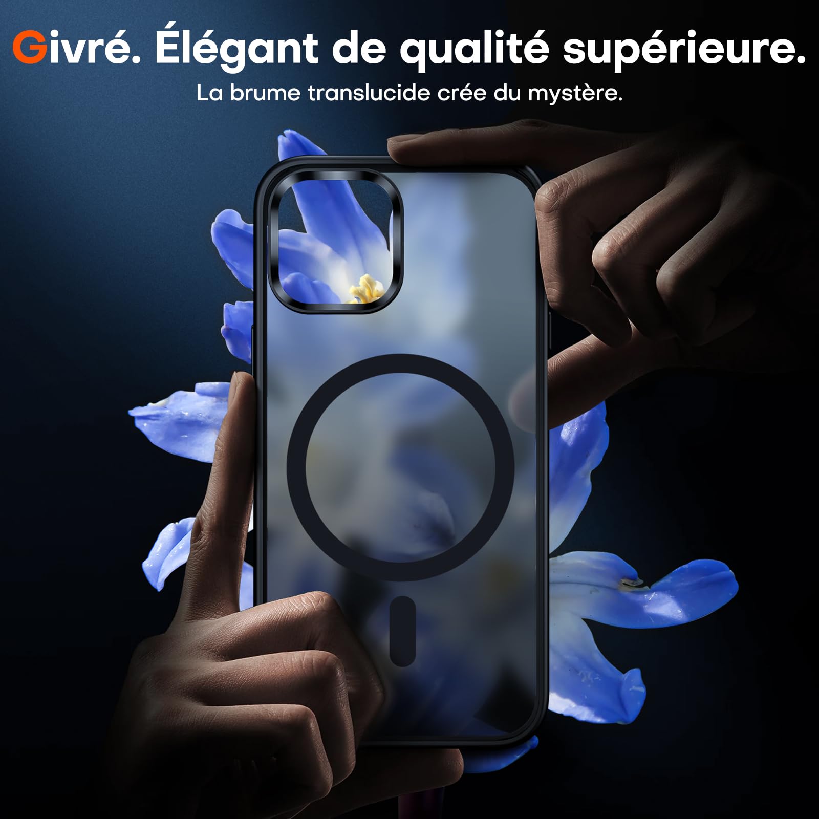 TAURI för iPhone 13 Pro Skal 6.1-Tum med Härdat Glas Skärmskydd, Kompatibelt med MagSafe, Militär kvalitet, [Icke-Gulning] Magnetisk Mobilskal Case - Mattsvart