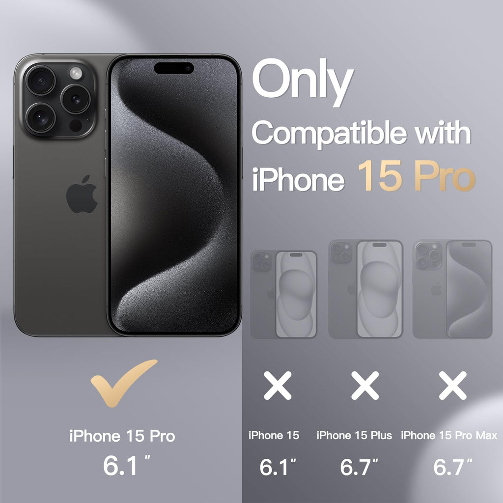 JETech Silikonskal för iPhone 15 Pro 6,1-Tums, Silky Soft Touch Skal med Hela Kroppen, Stötsäker Case (Svart)