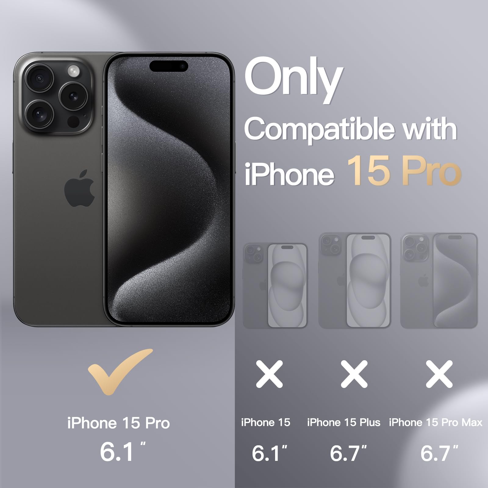 JETech Silikonskal för iPhone 15 Pro 6,1-Tums, Silky Soft Touch Skal med Hela Kroppen, Stötsäker Case (Svart)