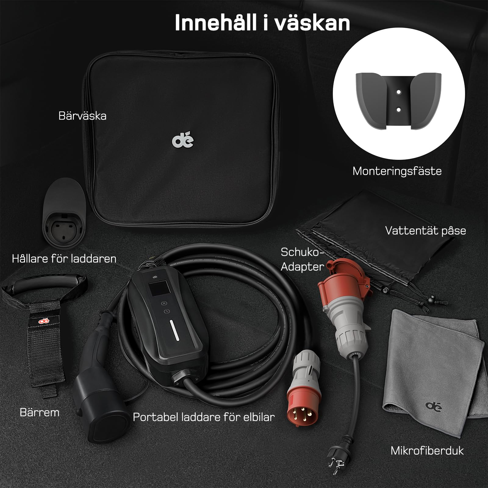 dé elbilsladdare 3 fas [7m,11kW,6-16A] laddkabel elbil Typ 2 Justerbar Ström ev charger 11kW med Timer & Fördröjning, IP65 EV Laddbox för Elbilar & PHEV