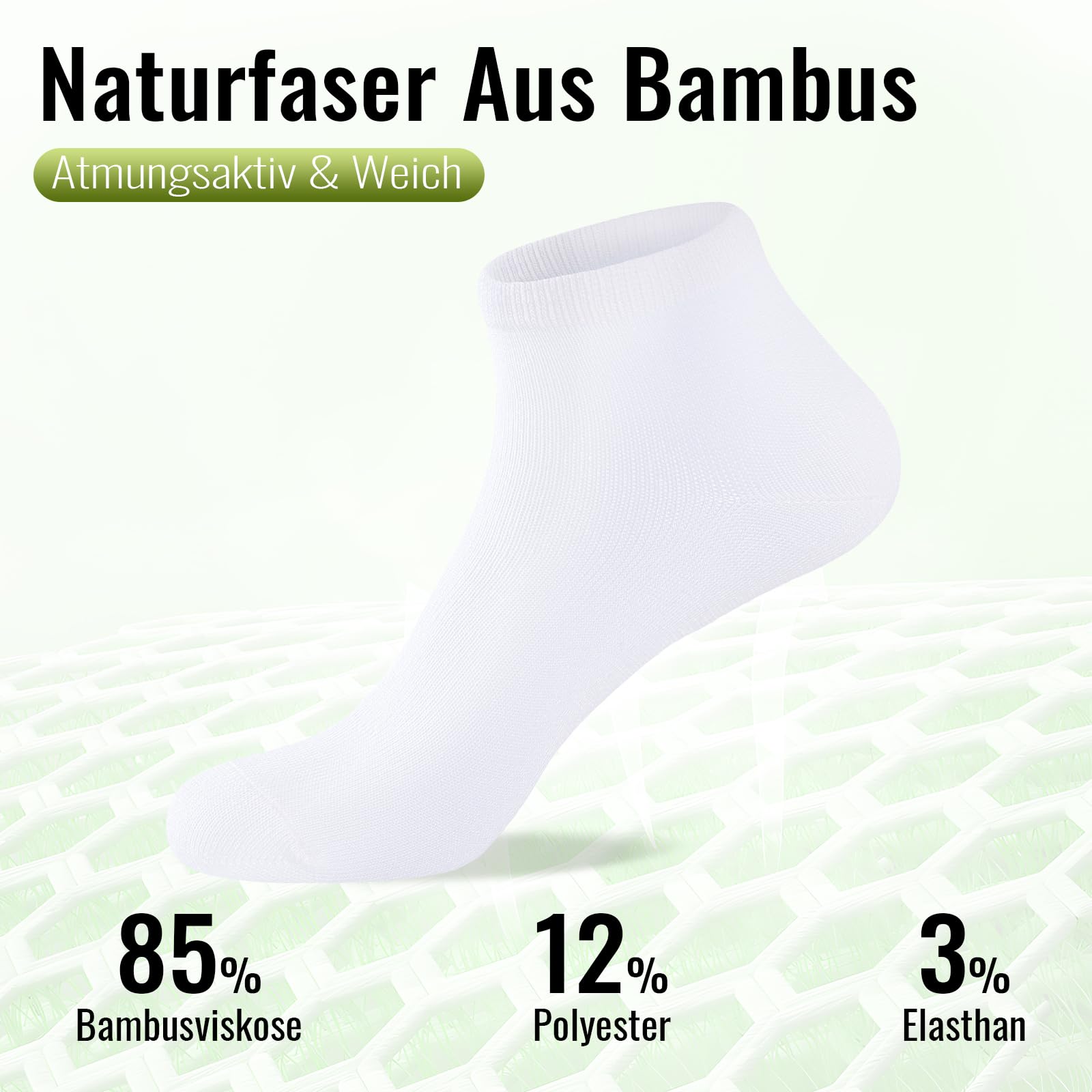 SukModen Bambu sneakers strumpor män kvinnor 43–46, 12 par luktfria korta mjuka sneakerstrumpor andas herrstrumpor svart vit grå