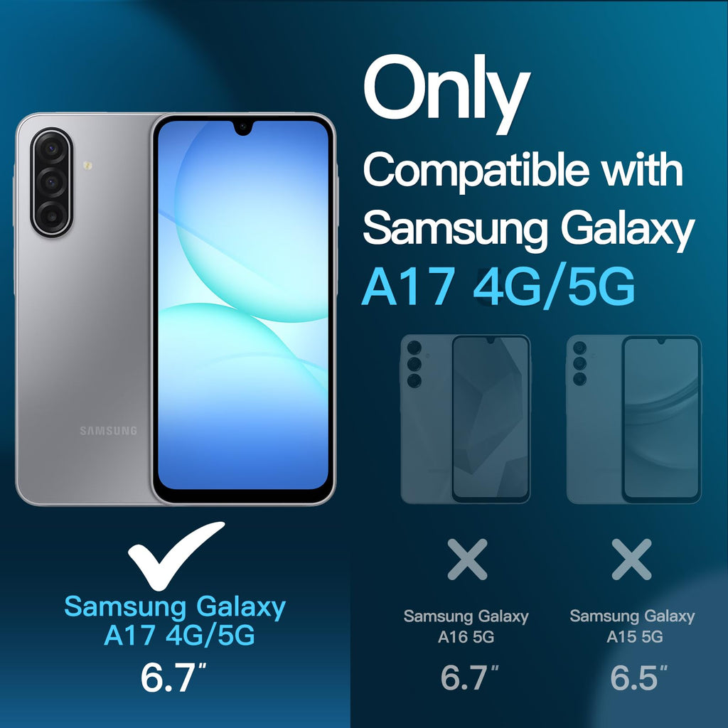 JETech Skärmskydd för Samsung Galaxy A17 5G / 4G 6,7-Tum, 9H Härdat Glasfilm, Anti-Skrapa, HD Klar, 3-Pack