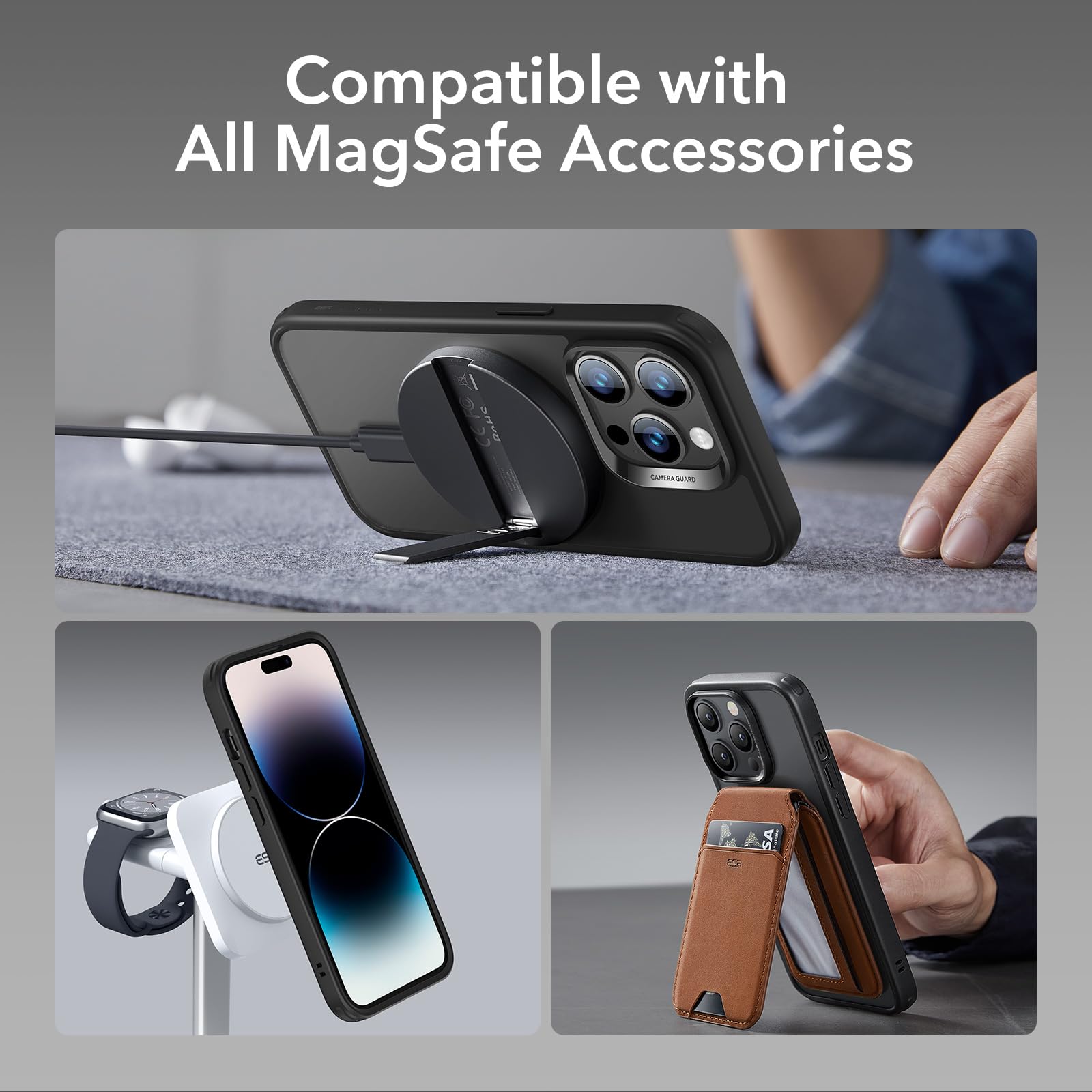 ESR för iPhone 14 Pro Max-fodral, magnetiskt klart fodral kompatibelt med MagSafe, stöttåligt skydd i militärkvalitet, klassisk hybrid magnetiskt fodral för iPhone 14 Pro Max 6,7 tum, frostat svart