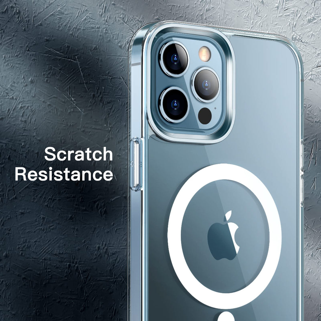 JETech Magnetisk Skal för iPhone 12 Pro Max 6,7 Tum för MagSafe Trådlös Laddning, Stötskyddad Telefon Bumper Case, Repfri Klar Tillbaka (Klar)