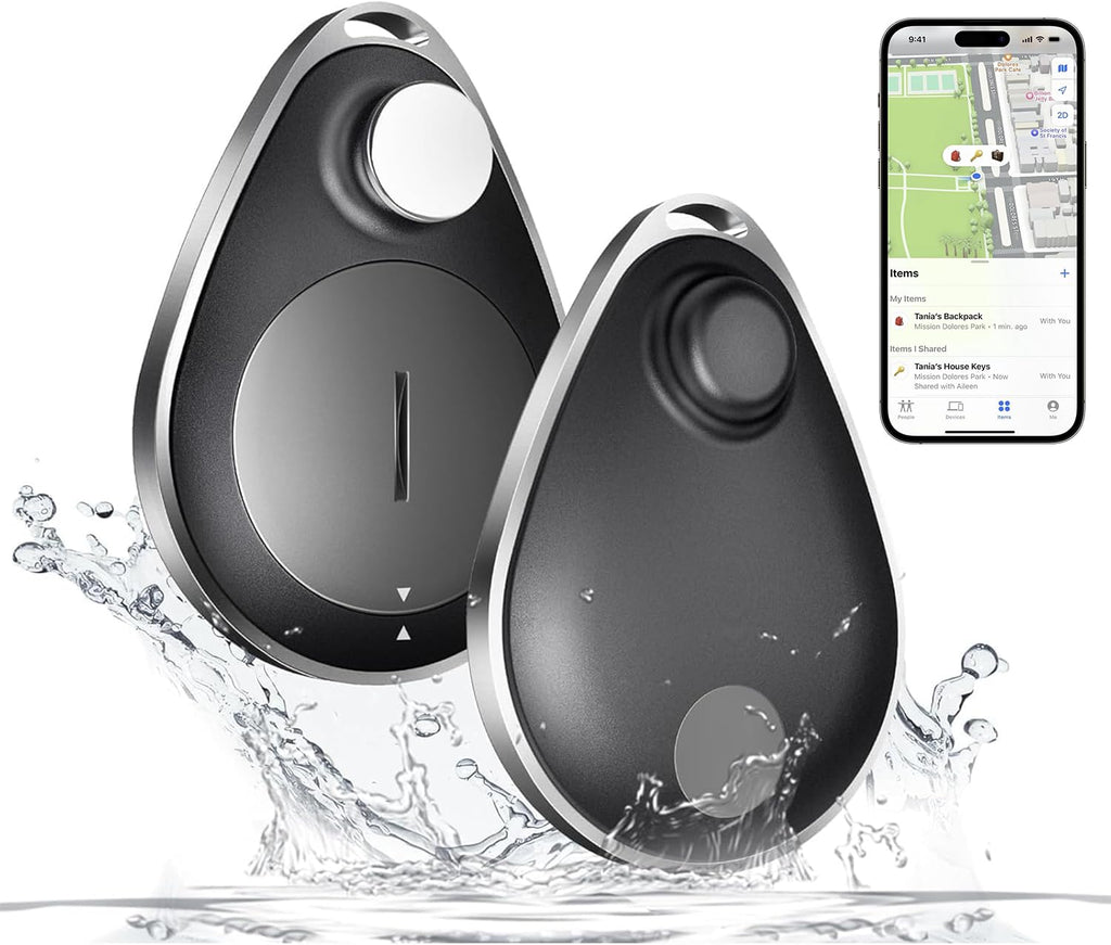GPS-tracker för barn hundnycklar dold 2-pack GPS-tracker med säkerhetsnålar fungerar med Apple Hitta min (endast iOS) IP67 vattentät lämplig för barn, äldre, husdjur, ryggsäck