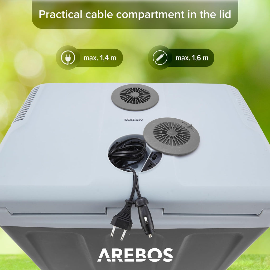 Arebos 40 liters kylbox | för kylning och varmhållning | minikylskåp | mobilt kylskåp med ECO-läge | 12/230 V för bil & uttag | elektrisk kylbox | kylväska | isolerad väska | antracit [energiklass E]