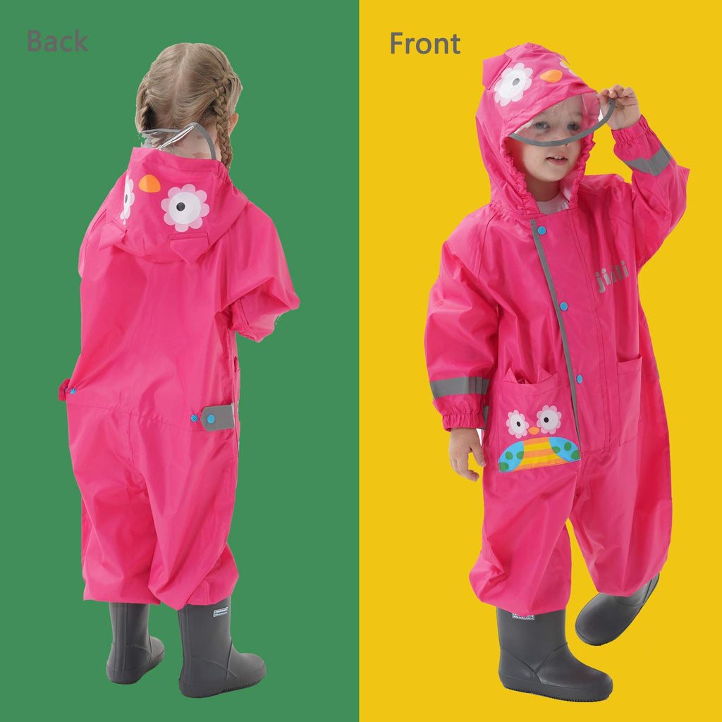 Pöldräkt Barn Vattentät Kostym Pojkar Flickor Allt-i-ett Regndräkt Huva Lätt Djurmönster Onesie Regnkläder Barn Regnrock Lätt Att Torka Reflekterande Rand för Unisex Småbarn 1-8 år