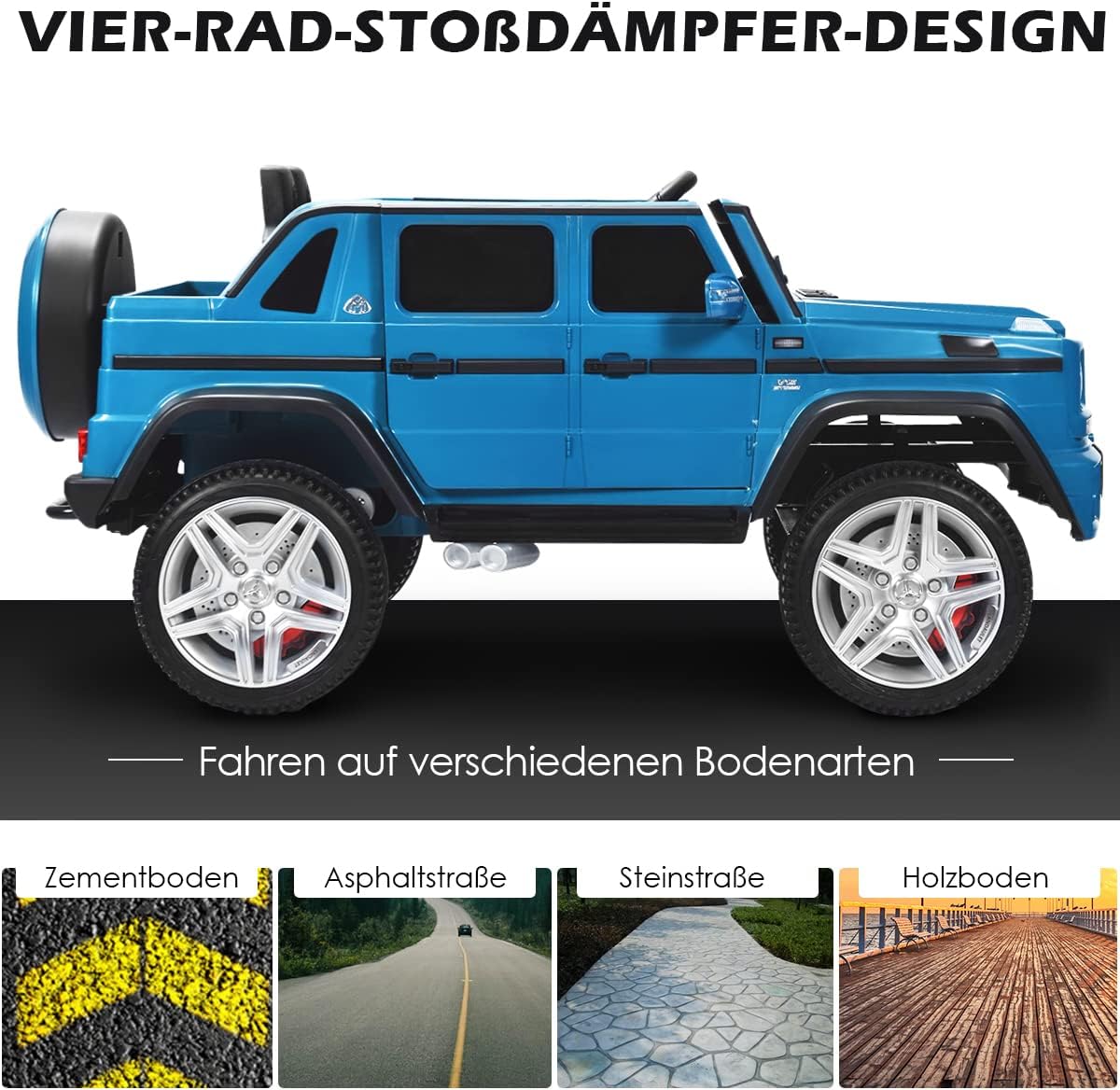 COSTWAY Elektrisk bil för barn, Mercedes-Benz Maybach, 12 V elektrisk barnbil med musik, tuta och LED-lampor, elektrisk bil 2,5–5,5 km/h, inkl. 2,4 G-fjärrkontroll, för barn från 3 år (blå)