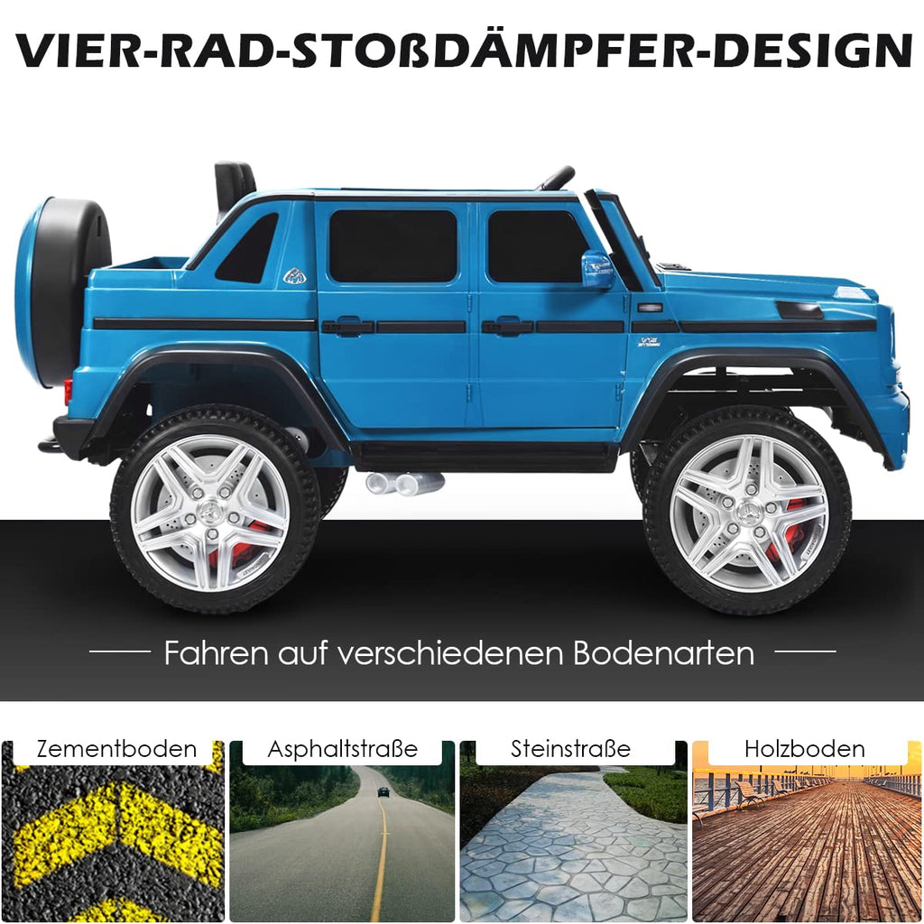 COSTWAY Elektrisk bil för barn, Mercedes-Benz Maybach, 12 V elektrisk barnbil med musik, tuta och LED-lampor, elektrisk bil 2,5–5,5 km/h, inkl. 2,4 G-fjärrkontroll, för barn från 3 år (blå)